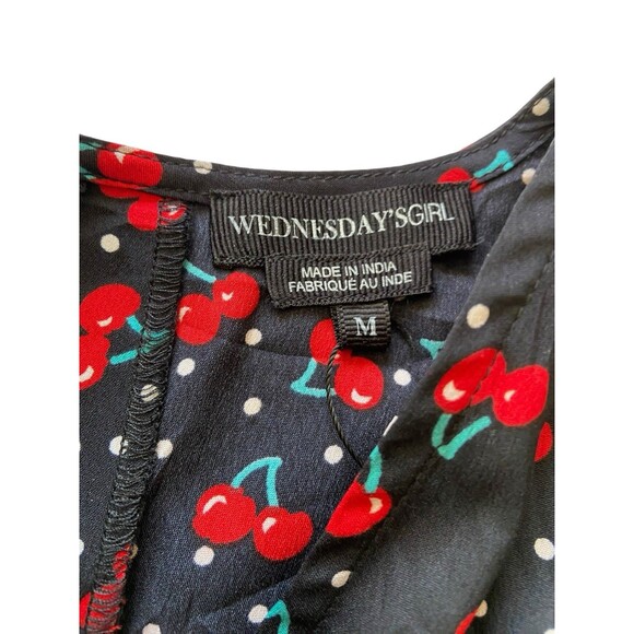 Womens Cherry Print Babydoll Mini Dress Size M Y2K Retro Kawaii Indie Sleaze 90s - Picture 5 of 12